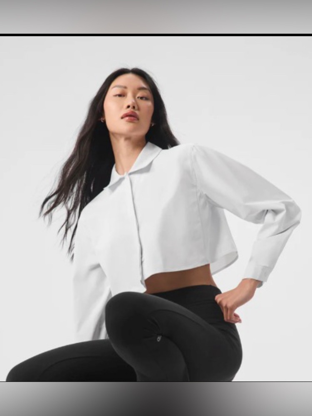 ALO Yoga Cropped Take Me Out Cropped Button Up EUC•MED•SOLD OUT!